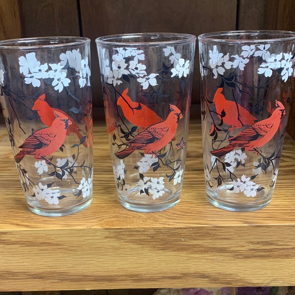 Set of 3 Cardinal Glasses with Floral Design